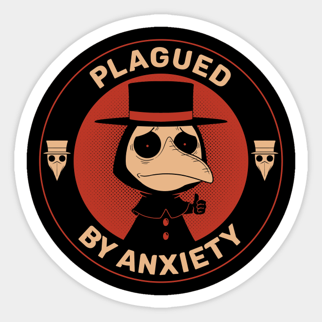 Plagued By Anxiety Sticker by danielmorrisdraws